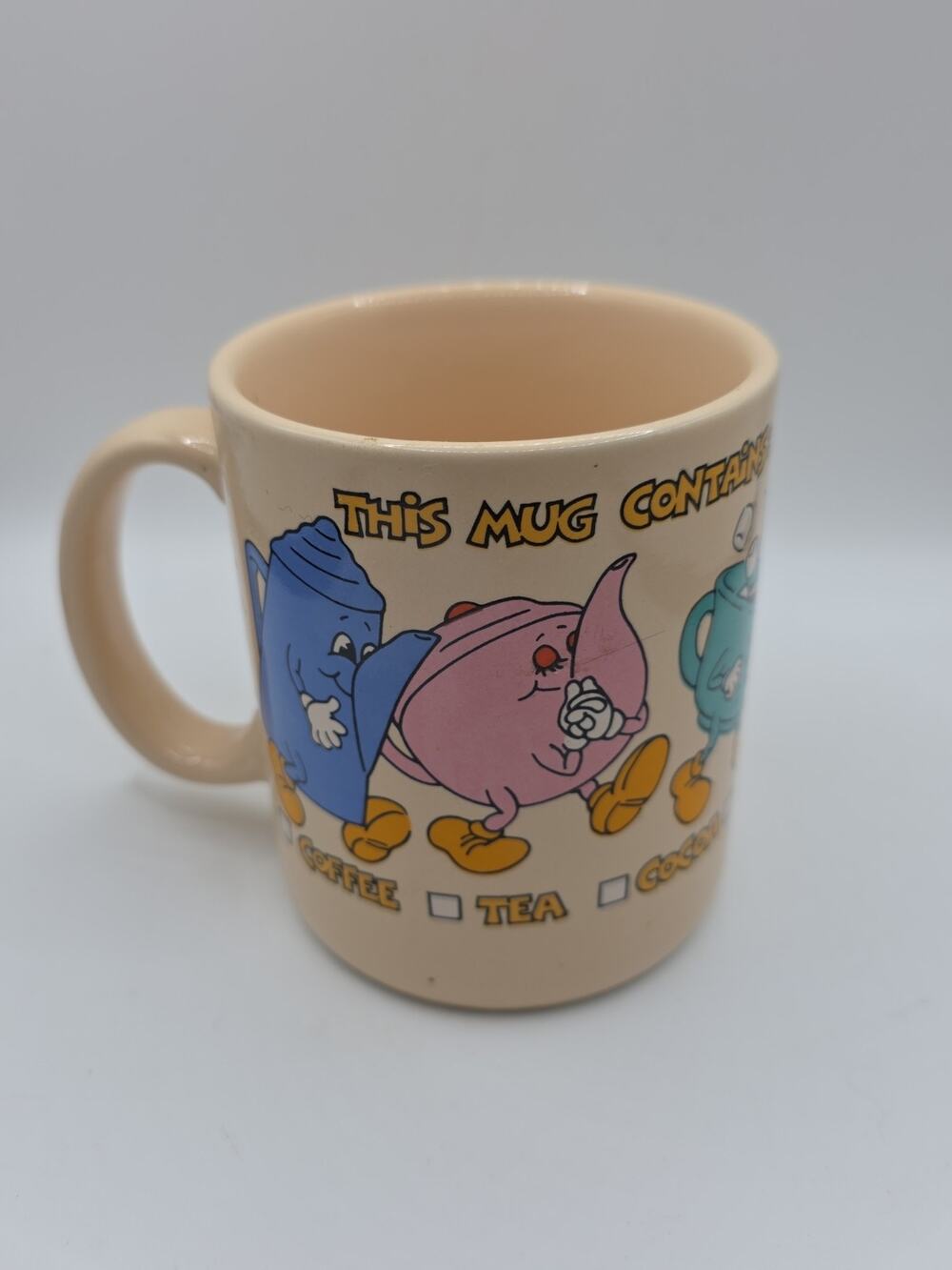 This Mug Contains Coffee Cup Hallmark Vtg Japan Anthropomorphic Tea Pot Soup Fun